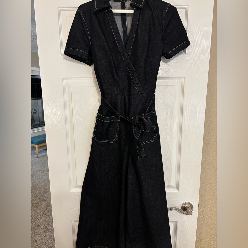 Anthropologie Maeve Dark Denim Dress